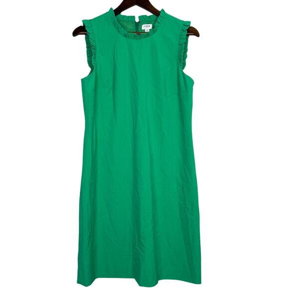 J. Crew Sleeveless Ruffle Neck Knee Length Sheath Dress 10 Modern Kelly Green - Picture 13 of 16